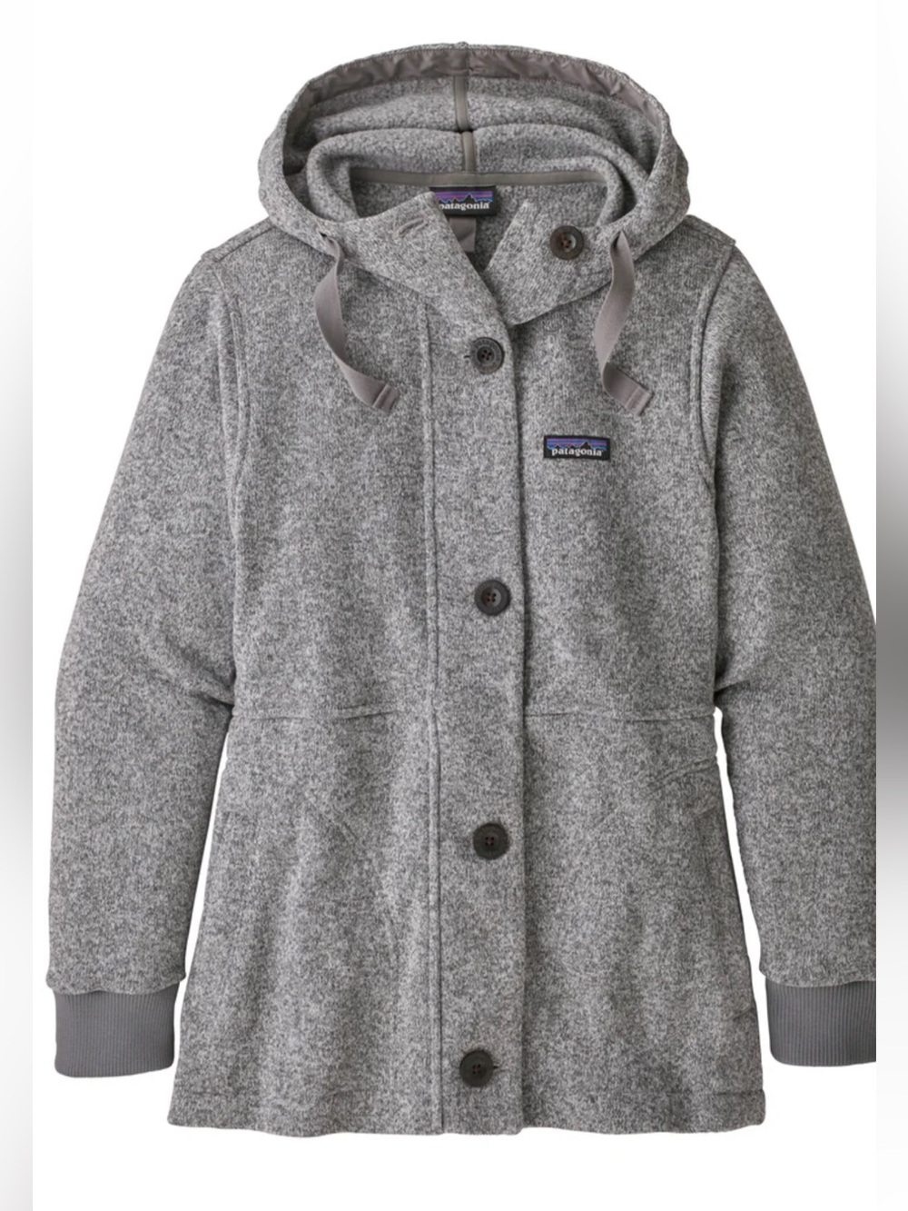 Patagonia Heather Gray Hooded Better Sweater Button Fleece Coat